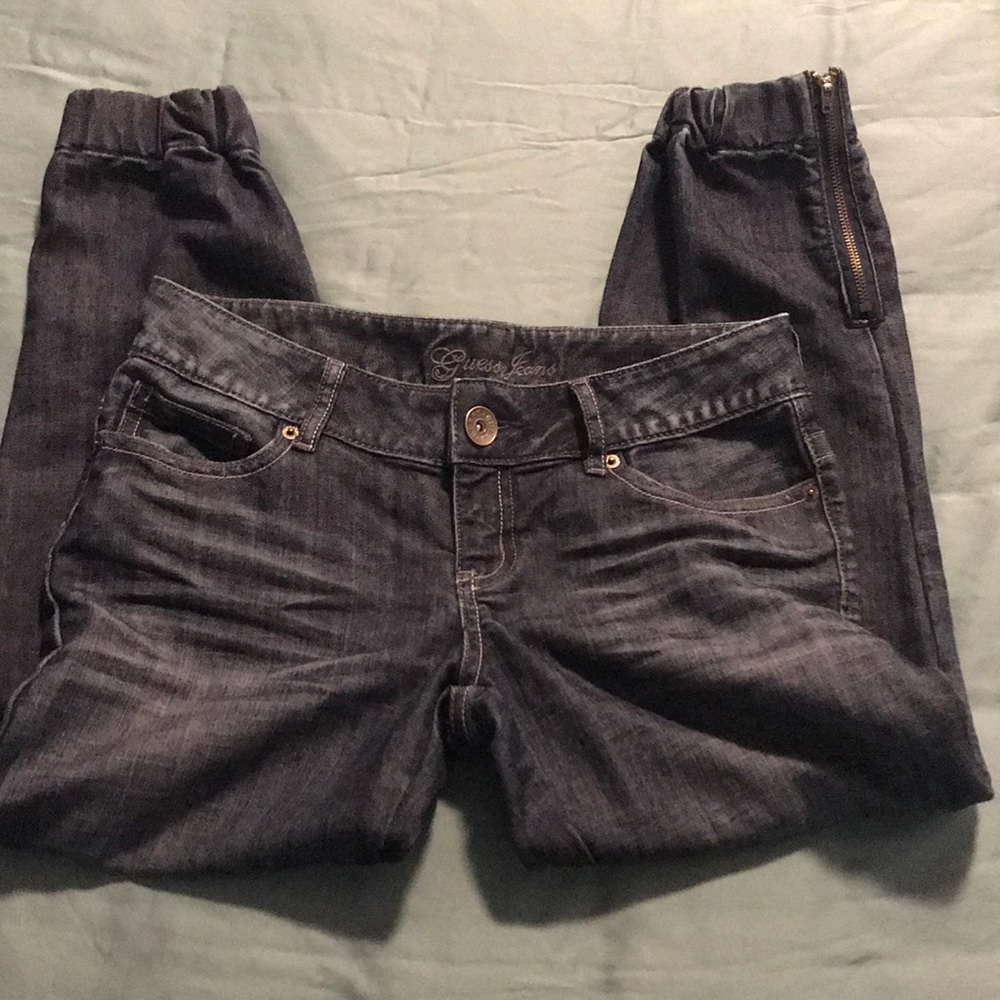 Guess Brand Denim Jogger Capri with Zipper Ankle